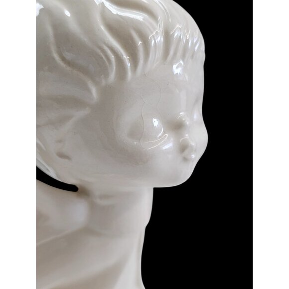 Vintage White Ceramic Kissing Angel Figurines With Wings - Picture 10 of 11